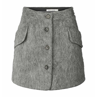 Rabens Saloner Olympia Fuzzy Skirt Grey Melange